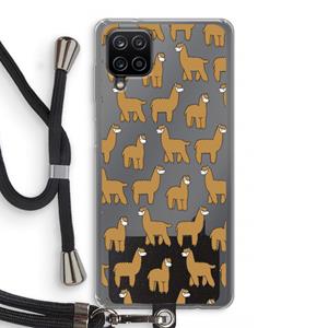 CaseCompany Alpacas: Samsung Galaxy A12 Transparant Hoesje met koord