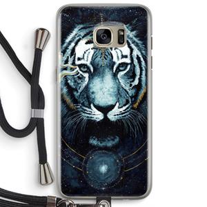CaseCompany Darkness Tiger: Samsung Galaxy S7 Edge Transparant Hoesje met koord