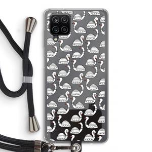 CaseCompany Zwanen: Samsung Galaxy A12 Transparant Hoesje met koord
