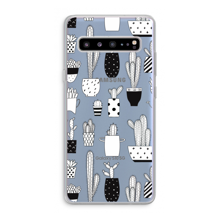 CaseCompany Cactusmotief: Samsung Galaxy S10 5G Transparant Hoesje