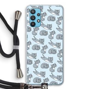 CaseCompany Poezen: Samsung Galaxy A32 4G Transparant Hoesje met koord