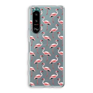 CaseCompany Flamingoprint groen: Sony Xperia 5 III Transparant Hoesje