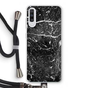 CaseCompany Zwart marmer: Samsung Galaxy A70 Transparant Hoesje met koord