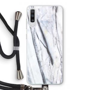 CaseCompany Gestreepte marmer: Samsung Galaxy A70 Transparant Hoesje met koord