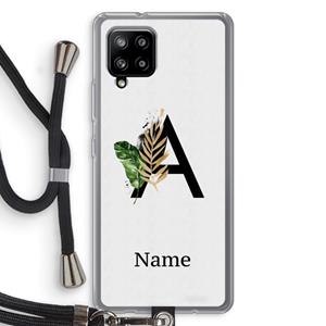CaseCompany Charcoal Flora: Samsung Galaxy A42 5G Transparant Hoesje met koord