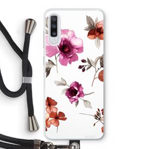 CaseCompany Geschilderde bloemen: Samsung Galaxy A70 Transparant Hoesje met koord