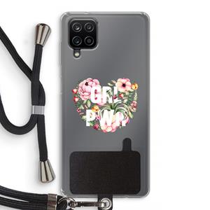 CaseCompany GRL PWR Flower: Samsung Galaxy A12 Transparant Hoesje met koord