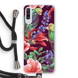 CaseCompany Papegaaien: Samsung Galaxy A70 Transparant Hoesje met koord