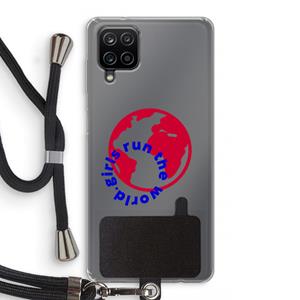 CaseCompany Run The World: Samsung Galaxy A12 Transparant Hoesje met koord