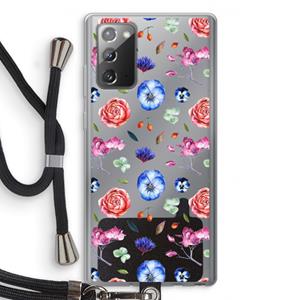 CaseCompany Bloemetjes: Samsung Galaxy Note 20 / Note 20 5G Transparant Hoesje met koord