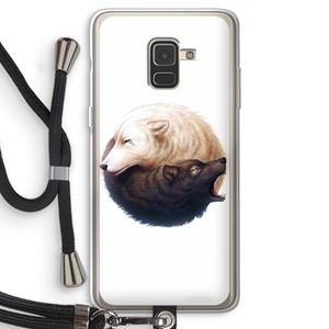 CaseCompany Yin Yang Wolves: Samsung Galaxy A8 (2018) Transparant Hoesje met koord
