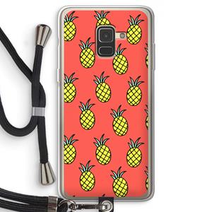 CaseCompany Ananas: Samsung Galaxy A8 (2018) Transparant Hoesje met koord