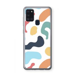 CaseCompany Memphis Shapes Blue: Samsung Galaxy A21s Transparant Hoesje