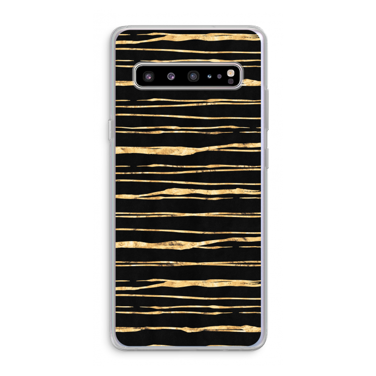 CaseCompany Gouden strepen: Samsung Galaxy S10 5G Transparant Hoesje