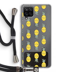 CaseCompany Ananas: Samsung Galaxy A12 Transparant Hoesje met koord