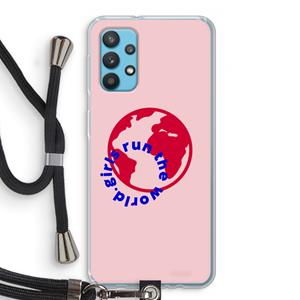CaseCompany Run The World: Samsung Galaxy A32 4G Transparant Hoesje met koord