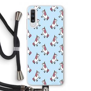 CaseCompany Eenhoorns overal: Samsung Galaxy A70 Transparant Hoesje met koord