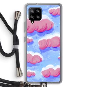 CaseCompany Roze wolken met vogels: Samsung Galaxy A42 5G Transparant Hoesje met koord