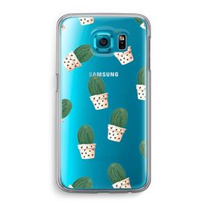 CaseCompany Cactusprint roze: Samsung Galaxy S6 Transparant Hoesje