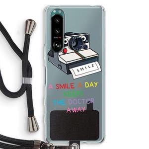 CaseCompany Smile: Sony Xperia 5 III Transparant Hoesje met koord