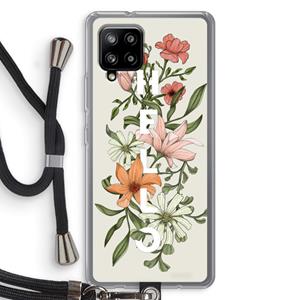 CaseCompany Hello bloemen: Samsung Galaxy A42 5G Transparant Hoesje met koord
