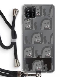 CaseCompany Cats: Samsung Galaxy A12 Transparant Hoesje met koord