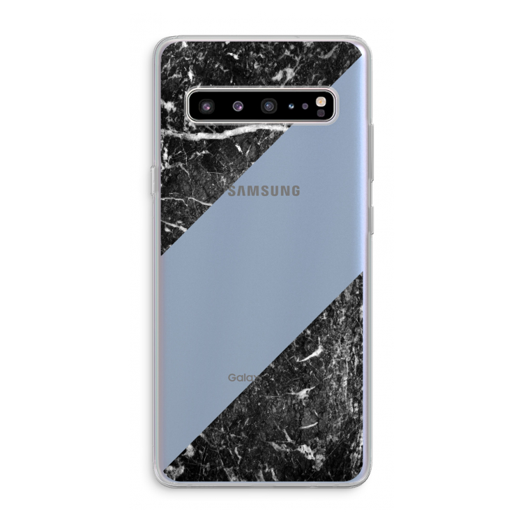 CaseCompany Zwart marmer: Samsung Galaxy S10 5G Transparant Hoesje