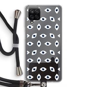 CaseCompany Eyes pattern: Samsung Galaxy A12 Transparant Hoesje met koord