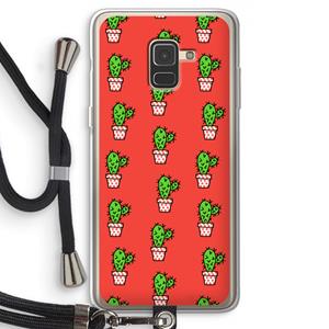 CaseCompany Mini cactus: Samsung Galaxy A8 (2018) Transparant Hoesje met koord