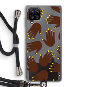 CaseCompany Hands dark: Samsung Galaxy A12 Transparant Hoesje met koord