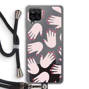 CaseCompany Hands pink: Samsung Galaxy A12 Transparant Hoesje met koord