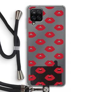 CaseCompany Lips: Samsung Galaxy A12 Transparant Hoesje met koord