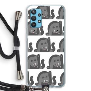 CaseCompany Cats: Samsung Galaxy A32 4G Transparant Hoesje met koord