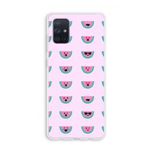 CaseCompany Smiley watermeloenprint: Galaxy A71 Transparant Hoesje