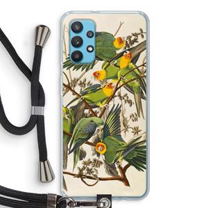 CaseCompany Carolinaparkiet: Samsung Galaxy A32 4G Transparant Hoesje met koord