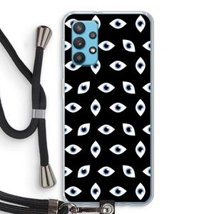 CaseCompany Eyes pattern: Samsung Galaxy A32 4G Transparant Hoesje met koord