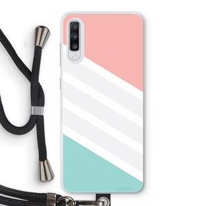 CaseCompany Strepen pastel: Samsung Galaxy A70 Transparant Hoesje met koord