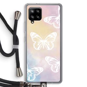 CaseCompany White butterfly: Samsung Galaxy A42 5G Transparant Hoesje met koord