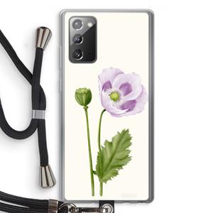 CaseCompany Purple poppy: Samsung Galaxy Note 20 / Note 20 5G Transparant Hoesje met koord