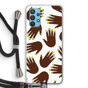 CaseCompany Hands dark: Samsung Galaxy A32 4G Transparant Hoesje met koord