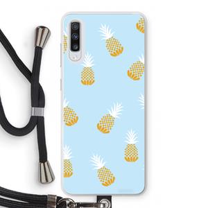 CaseCompany Ananasjes: Samsung Galaxy A70 Transparant Hoesje met koord