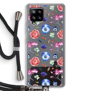 CaseCompany Bloemetjes: Samsung Galaxy A42 5G Transparant Hoesje met koord