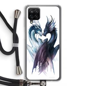 CaseCompany Yin Yang Dragons: Samsung Galaxy A12 Transparant Hoesje met koord
