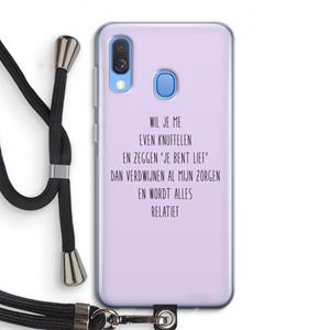 CaseCompany Relatief: Samsung Galaxy A40 Transparant Hoesje met koord