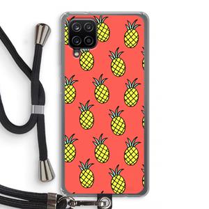CaseCompany Ananas: Samsung Galaxy A12 Transparant Hoesje met koord