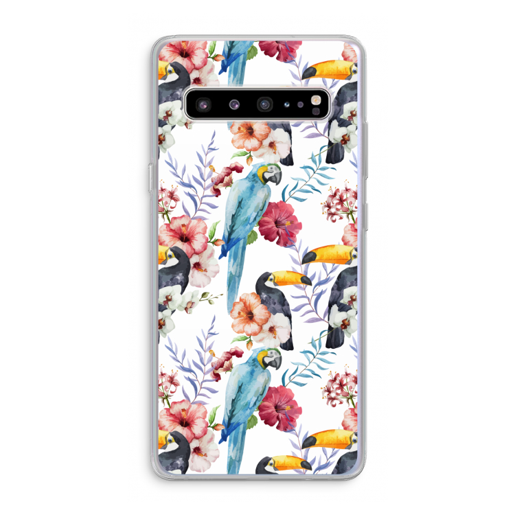 CaseCompany Bloemen tukan: Samsung Galaxy S10 5G Transparant Hoesje