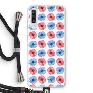 CaseCompany Klaproosjes: Samsung Galaxy A70 Transparant Hoesje met koord