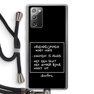 CaseCompany Mijn Motto's: Samsung Galaxy Note 20 / Note 20 5G Transparant Hoesje met koord