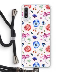 CaseCompany Bloemetjes: Samsung Galaxy A70 Transparant Hoesje met koord