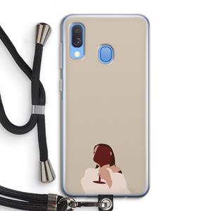 CaseCompany I drink wine: Samsung Galaxy A40 Transparant Hoesje met koord